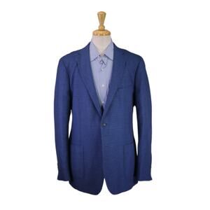 Enzo Tovare Men's Blazer Royal Blue Woven Unstructured Sportcoat Jacket 44L
